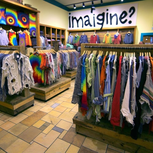 store with upcycle shirt